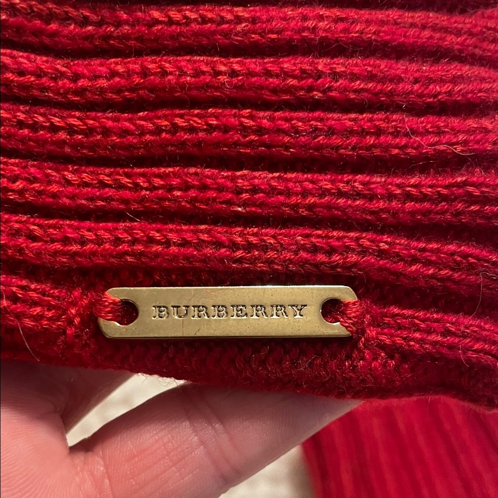 Burberry Vibrant Red Knit Gloves - Picture 3 of 3